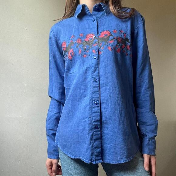 VINTAGE Wrangler Blues Button Down - Picture 2 of 5